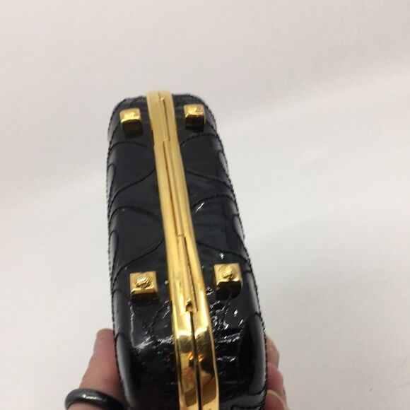 Coach Black Patent Leather Raised "C" Hard Shell Turnlock  Clutch Style 12198 - Picture 6 of 17